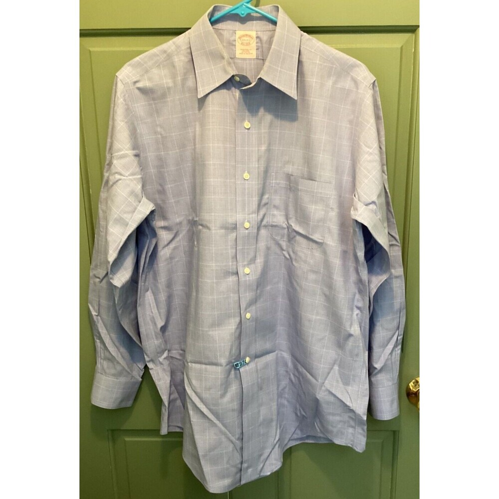 Brooks Brothers Traditional Fit Plaid Button-Front Dress Shirt Size 15 1/2-2/3